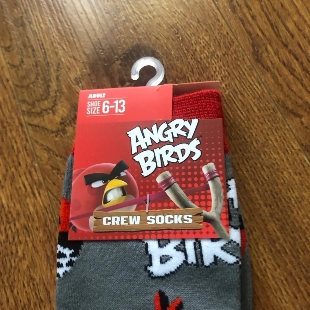 Angry Birds grey face print crew socks